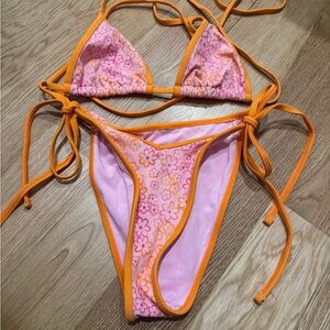 Pink and Orange Floral Bikini Set